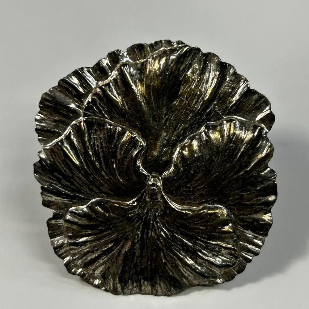 Vintage Silver Tone Pansy Flower Napkin Rings Set of 4 Botanical Floral Decor
